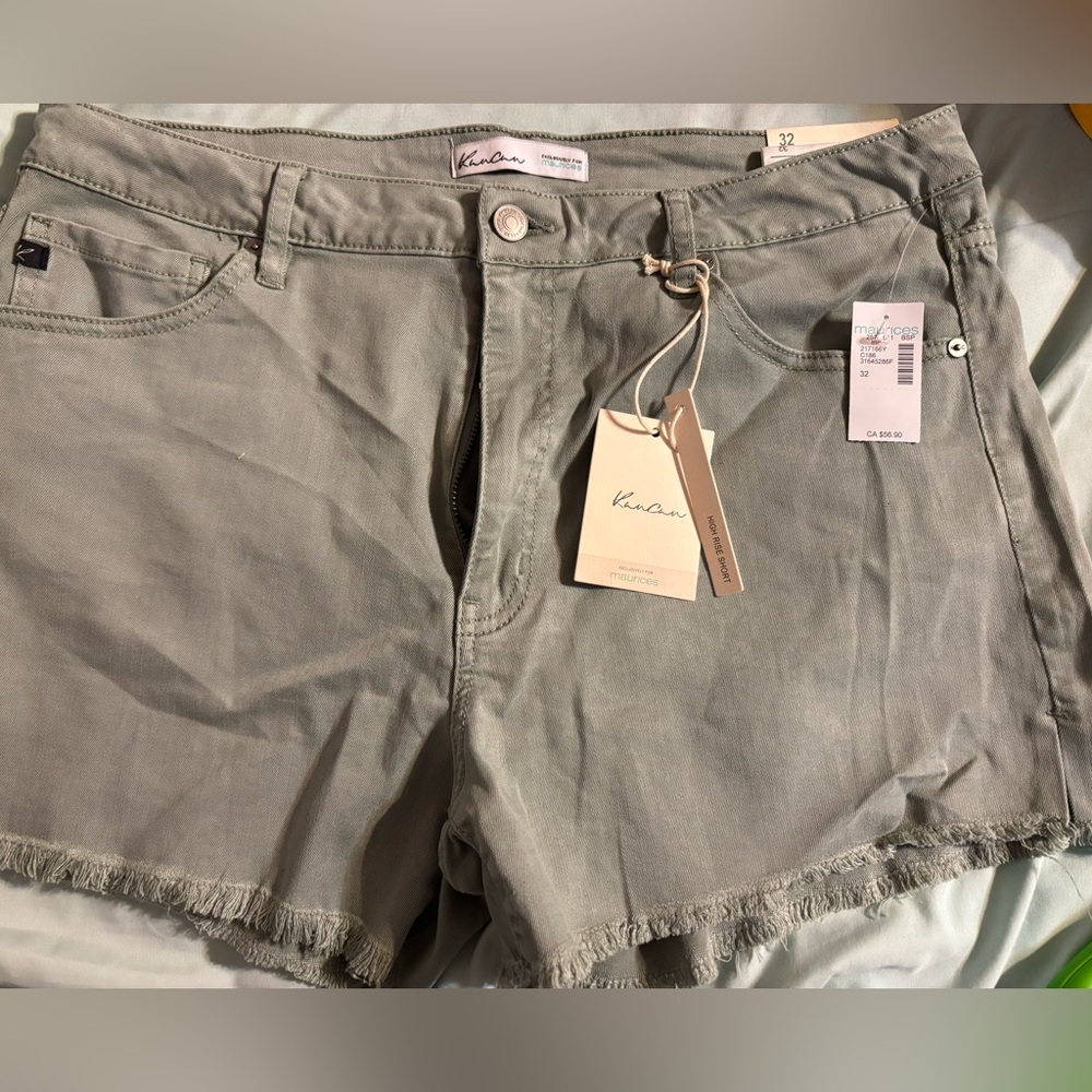 KanCan Sage Green Denim Shorts
